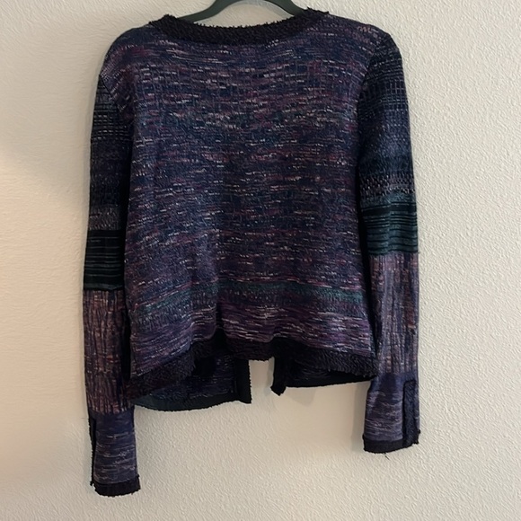 Free People Tweed Knit Silk Wool Angora Button Down Cardigan Size Small - Picture 8 of 9